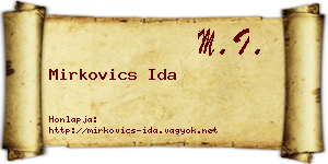 Mirkovics Ida névjegykártya